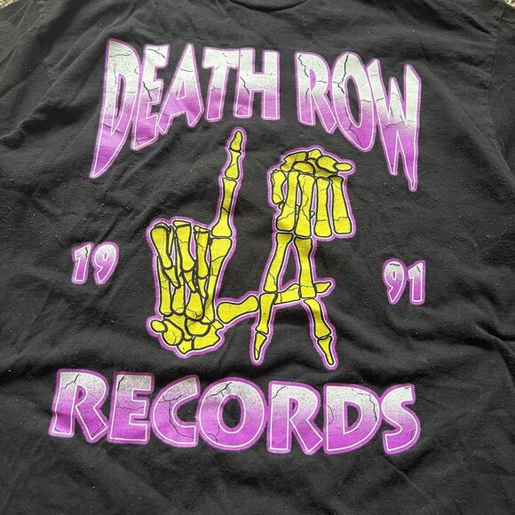 Death Row Records Men L-Shirt Large Black Logo Graphic Print Short Sleeve Tee - Picture 2 of 6